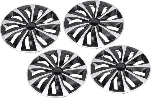 SLTY 16" Automotive Hubcap Wheel Covers Universal Wheel Hub Cover Hub Caps Fits for Most Cars (4 Pack, Black & Silver) in Saudi Arabia