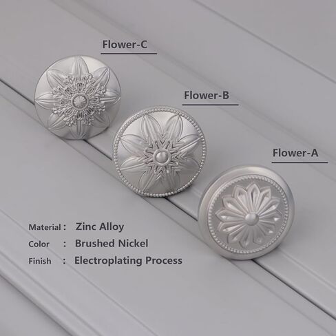 12 Pack - Brushed Satin Nickel Cabinet knobs,1.4"(36mm) Diameter Round Brushed Nickel Knobs for Cabinets,Flower Nickel knob for Drawers Dresser,Knobs for Cabinets and Drawers Brushed Nickel in Kuwait