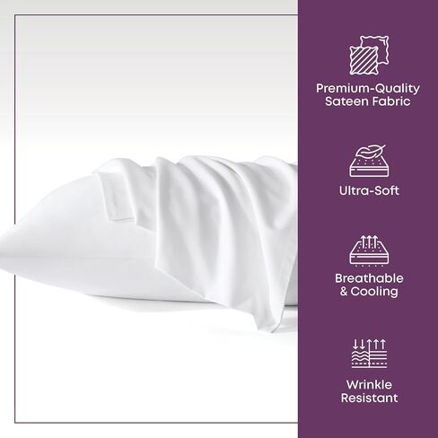 CirclesHome Pillow Cases Standard Size – Sateen Cotton Pillowcases – Soft and Comfortable Pillows Covers – Creates Elegant and Sheen Shine for Your Pillow – Protects from Dust, Dirt, and Stains. in Saudi Arabia