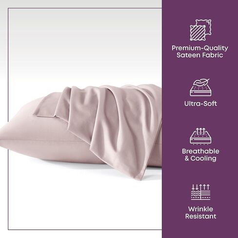 CirclesHome Pillow Cases Standard Size – Sateen Cotton Pillowcases – Soft and Comfortable Pillows Covers – Creates Elegant and Sheen Shine for Your Pillow – Protects from Dust, Dirt, and Stains. in Saudi Arabia