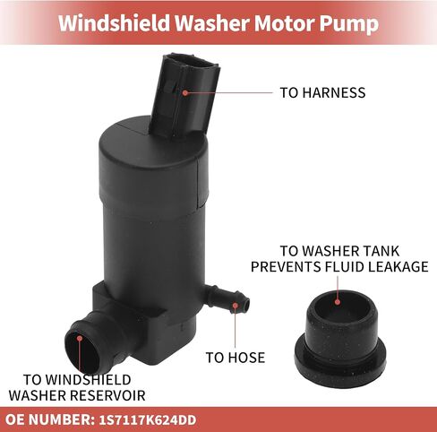 ACROPIX Windshield Washer Pump W/Grommet Windshield Washer Fluid Pump Fit for Ford Mondeo 2003-2015 Windshield Wiper Pump No.1S7117K624DD - Pack of 1 in Saudi Arabia