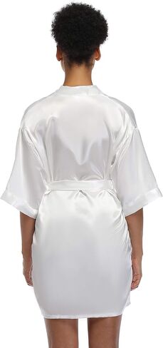 Women's Silky Robes Bridesmaid Stain Kimono Robe for Wedding Party Short Sleepwear Summer Bathrobes with Pockets in Saudi Arabia