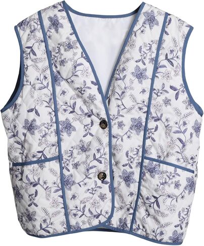 Athlisan Womens Cropped Puffer Vest Lightweight Button Down Padded Gilet Outwear with Pockets in Saudi Arabia