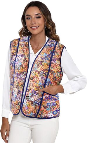 Athlisan Womens Cropped Puffer Vest Lightweight Button Down Padded Gilet Outwear with Pockets in Saudi Arabia
