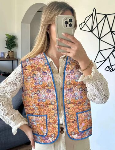 Athlisan Womens Cropped Puffer Vest Lightweight Button Down Padded Gilet Outwear with Pockets in Saudi Arabia