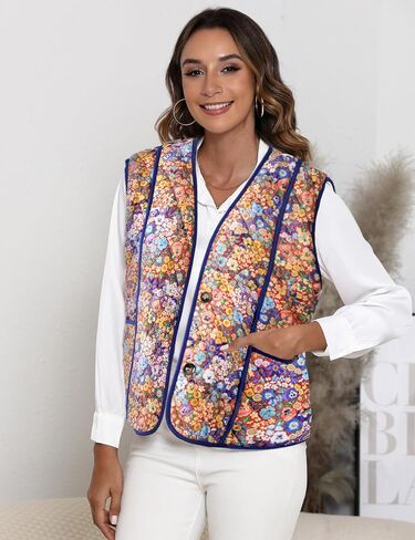 Athlisan Womens Cropped Puffer Vest Lightweight Button Down Padded Gilet Outwear with Pockets in Saudi Arabia