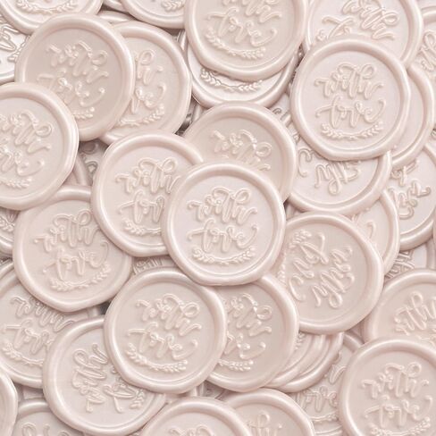 UNIQOOO Wax Seal Stickers - with Love Wedding Invitation Envelope Seal Stickers, 100 Pcs Self- Adhesive Dusty Blue Stickers, Perfect for Invitaion, Envelopes, Engagement Ceremony in Saudi Arabia