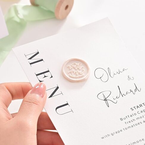 UNIQOOO Wax Seal Stickers - with Love Wedding Invitation Envelope Seal Stickers, 100 Pcs Self- Adhesive Dusty Blue Stickers, Perfect for Invitaion, Envelopes, Engagement Ceremony in Saudi Arabia