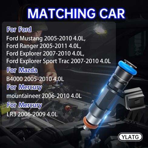 عن طريق الحقن لفورد موستانج 2005-2010، رينجر 2005-2011، إكسبلورر 2007-2010، إكسبلورر سبورت تراك 2007-2010. لاند روفر LR3 2006-2009. ميركوري ماونتينير 2006-2010. لمازدا B4000 4.0L (6 قطعة) in Kuwait