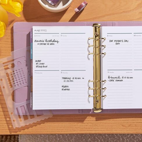 Erin Condren A5 Weekly Life Planner Ring Agenda (Jan 2025 - Dec 2025) | 12-Month Planner with Monthly Calendar | 6-Ring Refillable | Wisteria Cover, Bold Blooms Interior | Compact Vertical Layout in Saudi Arabia