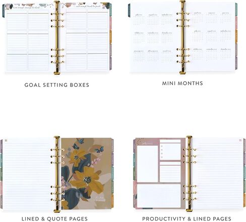 Erin Condren A5 Weekly Life Planner Ring Agenda (Jan 2025 - Dec 2025) | 12-Month Planner with Monthly Calendar | 6-Ring Refillable | Wisteria Cover, Bold Blooms Interior | Compact Vertical Layout in Saudi Arabia