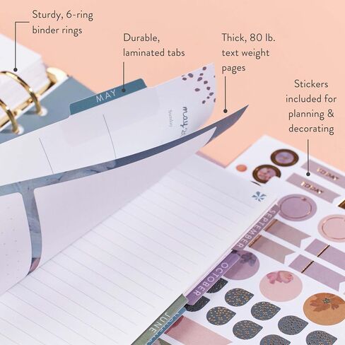 Erin Condren A5 Weekly Life Planner Ring Agenda (Jan 2025 - Dec 2025) | 12-Month Planner with Monthly Calendar | 6-Ring Refillable | Wisteria Cover, Bold Blooms Interior | Compact Vertical Layout in Saudi Arabia
