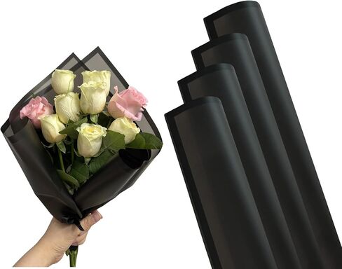 BEAUTOPE Flower Wrapping Paper Waterproof Floral Bouquet Wrapping Papers (Dark Black, 20 Sheets) in Kuwait