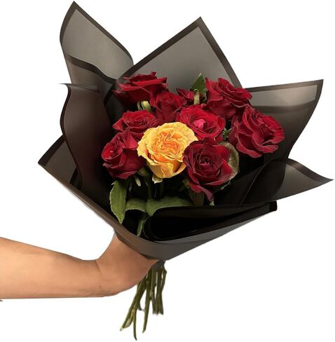 BEAUTOPE Flower Wrapping Paper Waterproof Floral Bouquet Wrapping Papers (Dark Black, 20 Sheets) in Kuwait