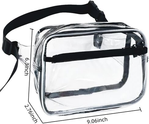 TotePrint Waterproof Transparent Black and White Packs for Women and Men,Clear Belt Bag with Adjustable Strap,Crossbody Bag Waist Bag Clear Purse for Shopping,Concerts,Stadium in Saudi Arabia