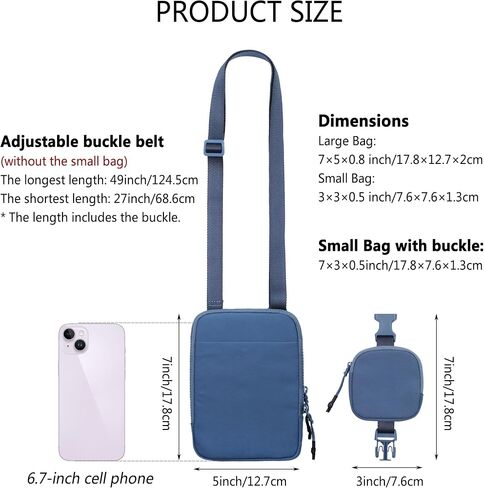 Niumike Small Crossbody Bag Adjustable Belt Bag with Removable Pouch Nylon Cell Phone Purse for Women Travel Workout Hiking in Kuwait