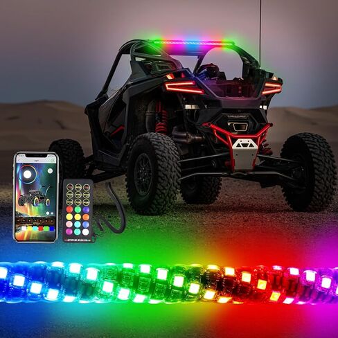 شريط إضاءة LED للمطاردة مقاس 46 بوصة، شريط إضاءة وامض للسلامة على الطرق الوعرة مع تشغيل، فرامل، أضواء إشارة عكسية ودوران لـ UTV، ATV، RZR، Polaris in Saudi Arabia