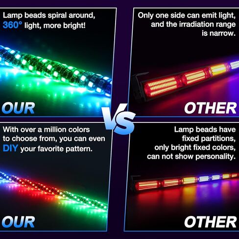 شريط إضاءة LED للمطاردة مقاس 46 بوصة، شريط إضاءة وامض للسلامة على الطرق الوعرة مع تشغيل، فرامل، أضواء إشارة عكسية ودوران لـ UTV، ATV، RZR، Polaris in Saudi Arabia