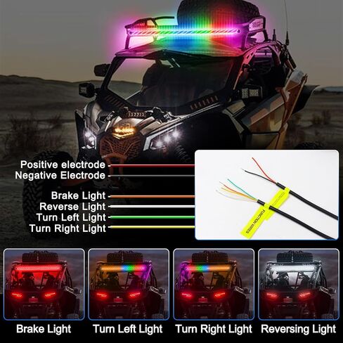 شريط إضاءة LED للمطاردة مقاس 46 بوصة، شريط إضاءة وامض للسلامة على الطرق الوعرة مع تشغيل، فرامل، أضواء إشارة عكسية ودوران لـ UTV، ATV، RZR، Polaris in Saudi Arabia