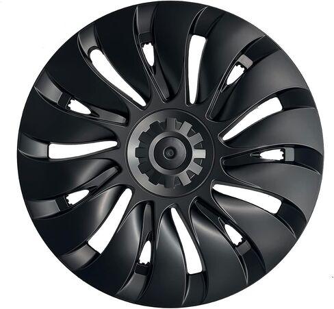 KAVANIC يناسب Tesla Model Y غطاء العجلة Hubcap 19 بوصة أسود غير لامع يدعم تصميم شعار التماثل (قطعة واحدة من الجانب 1) نمط Uberturbine 2020-2023 نموذج Y Gemini استبدال غطاء العجلة in Saudi Arabia