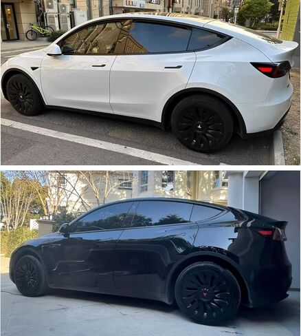 KAVANIC يناسب Tesla Model Y غطاء العجلة Hubcap 19 بوصة أسود غير لامع يدعم تصميم شعار التماثل (قطعة واحدة من الجانب 1) نمط Uberturbine 2020-2023 نموذج Y Gemini استبدال غطاء العجلة in Saudi Arabia