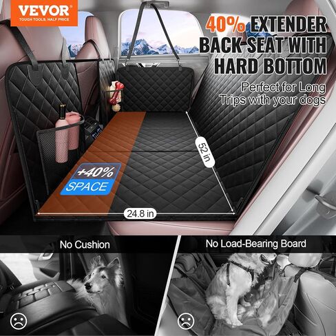 VEVOR Back Seat Extender for Dogs,Dog Hammock for Car Back seat,Dog Car Seat Cover with Hard Bottom Dog Car Seat Bed 52"x24.8",Supports 350lb with Mesh Window and Storage Pocket for Car, SUV in Saudi Arabia