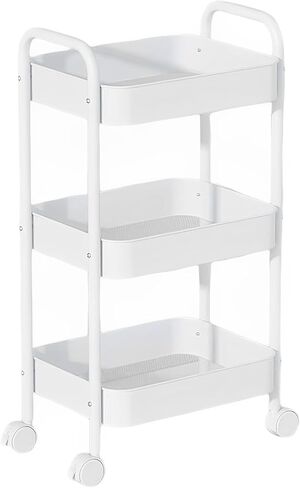 3-Tier Metal Rolling Cart: Utility Carts with Wheels Moveable Storage Organizer Trolley for Office Kitchen Bathroom Laundry Room in Saudi Arabia