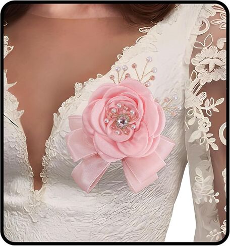 Bohend Flower Brooch Rose Pearl Clothes Pins Rhinestone White Bow Hair Pins Jewelry Accessories for Women in Saudi Arabia