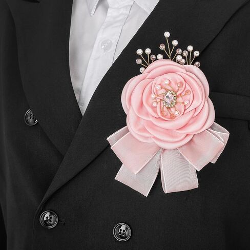 Bohend Flower Brooch Rose Pearl Clothes Pins Rhinestone White Bow Hair Pins Jewelry Accessories for Women in Saudi Arabia