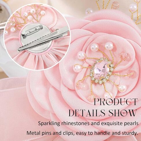 Bohend Flower Brooch Rose Pearl Clothes Pins Rhinestone White Bow Hair Pins Jewelry Accessories for Women in Saudi Arabia