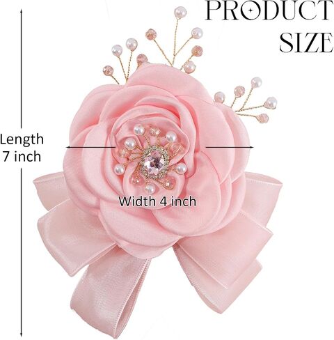 Bohend Flower Brooch Rose Pearl Clothes Pins Rhinestone White Bow Hair Pins Jewelry Accessories for Women in Saudi Arabia