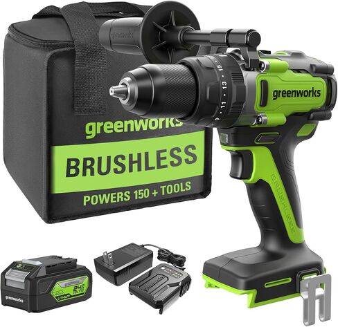 Greenworks 24V Brushless 1/2" Hammer Drill (Metal Chuck /1240 in.-lbs. /23 Clutch Position/28,000 BPM/LED Light), Tool Only in Kuwait