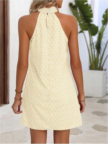 SOLY HUX Women's Floral Print Tunic Dress Criss Cross Sleeveless Halter Summer Short Dresses in Saudi Arabia