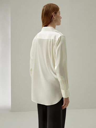 LilySilk SOS بلوزة حريرية كبيرة الحجم من الحرير الخالص قميص نسائي بأكمام طويلة وأزرار علوية حريرية للسيدات أنيقة وفاخرة للمكتب in Kuwait