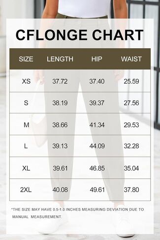 CFLONGE Women's Summer High Waisted Pants for Women 2024 Casual Ankle Length Pant for Work Office Trouser Slacks with Pockets in Saudi Arabia