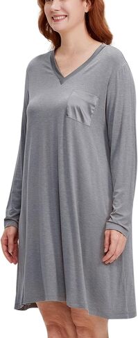 GYS Bamboo Viscose Nightgowns for Women Soft Sleepwear Long Sleeve V Neck Sleep Shirt Home Sleep Dress in Saudi Arabia