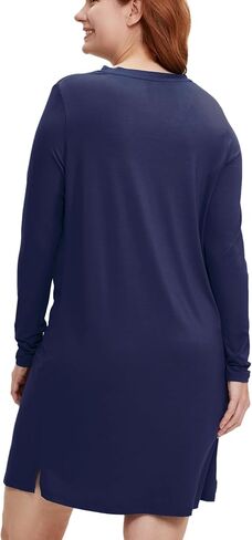 GYS Bamboo Viscose Nightgowns for Women Soft Sleepwear Long Sleeve V Neck Sleep Shirt Home Sleep Dress in Saudi Arabia