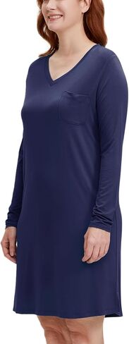 GYS Bamboo Viscose Nightgowns for Women Soft Sleepwear Long Sleeve V Neck Sleep Shirt Home Sleep Dress in Saudi Arabia