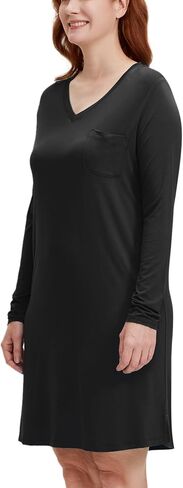 GYS Bamboo Viscose Nightgowns for Women Soft Sleepwear Long Sleeve V Neck Sleep Shirt Home Sleep Dress in Saudi Arabia