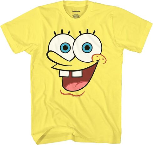 تي شيرت سبونج بوب سكوير بانتس للأولاد كبير يضحك وجه سعيد جرافيك تي شيرت للأطفال قطن برقبة دائرية وأكمام قصيرة in Kuwait