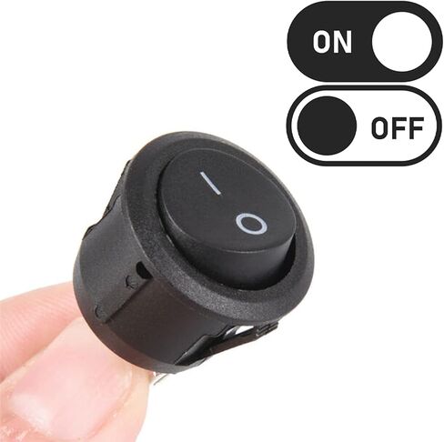 زر تشغيل/إيقاف تيار متردد SPST Rocker Switch، غطاء مقاوم للماء، لوحة مستديرة، مفاتيح طاقة للمبتدئين للسيارة RV، شاحنة، قارب، دراجة نارية بحرية، 6A/250V 10A/125V (عبوة من 6) in Kuwait