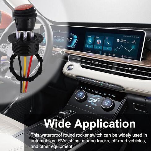 6 قطعة مفتاح الروك المستديرة مع قذيفة DC12V الأزرق LED الروك تبديل التبديل 3 دبوس ON OFF SPST مفتاح الروك مقاوم للماء للسيارات البحرية شاحنة in Kuwait