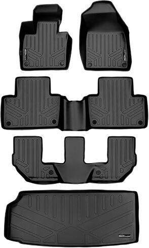 SMARTLINER Floor Mats 3 Rows and Cargo Liner Behind 3rd Row Set Black for 2016-2025 Volvo XC90 - No Plug-in Hybrid Models in Saudi Arabia