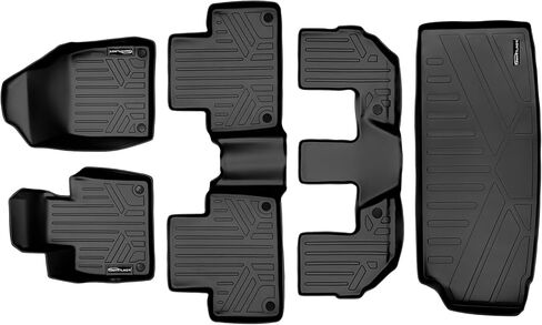 SMARTLINER Floor Mats 3 Rows and Cargo Liner Behind 3rd Row Set Black for 2016-2025 Volvo XC90 - No Plug-in Hybrid Models in Saudi Arabia