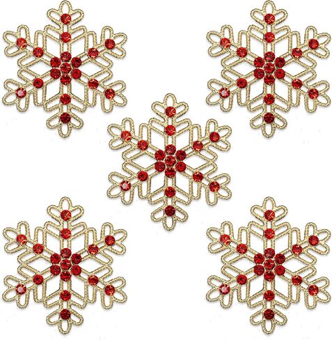 10PCS Large Hollow Hexagonal Winter Holidays Embellishment DIY Craft for Party Decorations Gift Box,Dress,Rhinestone Alloy Appliques Christmas Day Home Decor (Gold Bottom White Rhinestone) in Kuwait