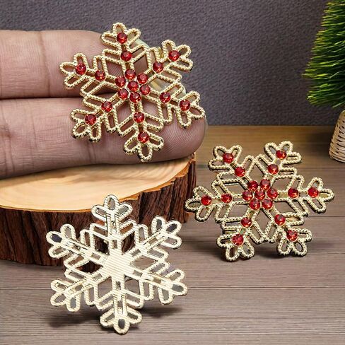 10PCS Large Hollow Hexagonal Winter Holidays Embellishment DIY Craft for Party Decorations Gift Box,Dress,Rhinestone Alloy Appliques Christmas Day Home Decor (Gold Bottom White Rhinestone) in Kuwait