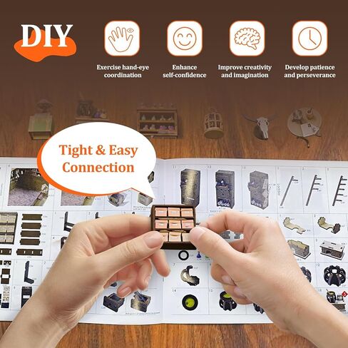 مجموعة زوايا الكتب، مجموعة بيت الدمى المصغرة من TMIYO DIY للبالغين، دفاتر ألغاز خشبية ثلاثية الأبعاد ودفاتر الكتب وحامل الكتب نموذج بناء لديكور رف الكتب مع ضوء مستشعر in Kuwait