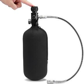 1.6L/98ci Carbon Fiber Paintball HPA Air Tank,4500psi PCP Air System Dual Gauge Valve Black Zip Up Cover 20-inches High Pressure Hose with Double Quick Diconnect Produced in 2023