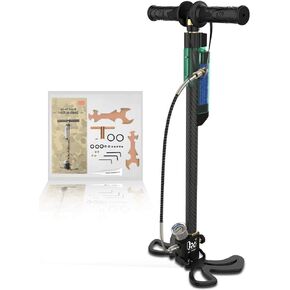 H-4 PCP Hand Pump with Oil-Moisture Filter, 3.5 Stage High Pressure 30Mpa/4500Psi Air Rifle Filling Stirrup Pump,Stainless Steel Body for Paintball,Scuba Diving