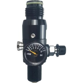 3000Psi Input,800Psi Output,5/8-18UNF Inlet and G1/2-14 Outlet Thread Paintball Air Tank Regulator with Gauge, Durable Aluminum Paintball Marker Regulator, HPA Cylinder Regulator(3000Psi Input)